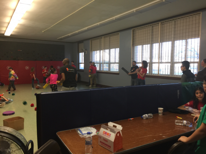 Kids play in the multi-purpose room while parents are shopping. 