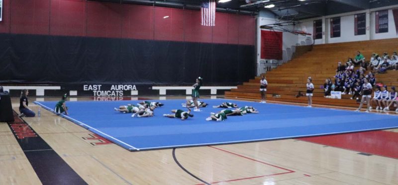 Bardwell's cheerleaders perform their routine.