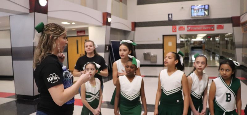 Coaches Hagedorn and Licon with the Bardwell cheer-leading team 