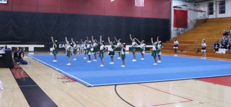 Bardwell's cheerleaders perform their routine.